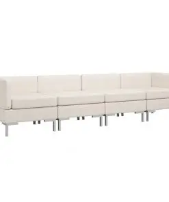 vidaXL 4 Piece Sofa Set Fabric Cream