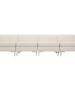 vidaXL 4 Piece Sofa Set Fabric Cream