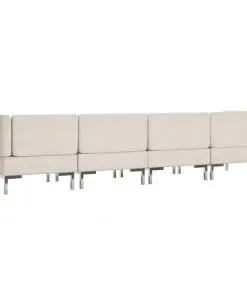 vidaXL 4 Piece Sofa Set Fabric Cream