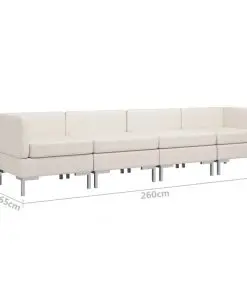 vidaXL 4 Piece Sofa Set Fabric Cream