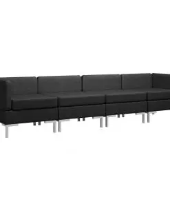 vidaXL 4 Piece Sofa Set Fabric Black