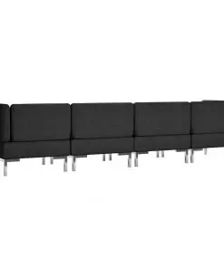 vidaXL 4 Piece Sofa Set Fabric Black