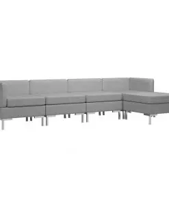vidaXL 5 Piece Sofa Set Fabric Light Grey