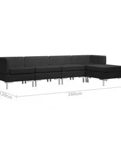vidaXL 5 Piece Sofa Set Fabric Black