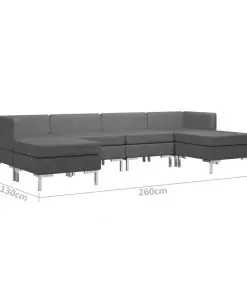 vidaXL 6 Piece Sofa Set Fabric Dark Grey