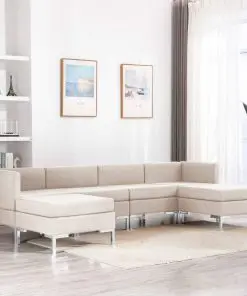 vidaXL 6 Piece Sofa Set Fabric Cream