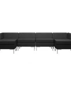 vidaXL 6 Piece Sofa Set Fabric Black
