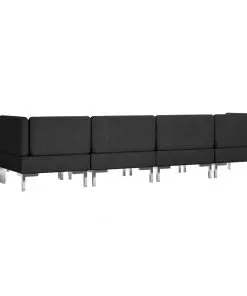 vidaXL 6 Piece Sofa Set Fabric Black