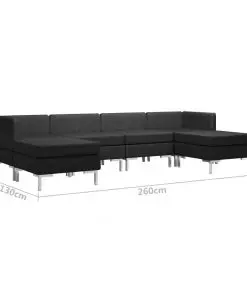 vidaXL 6 Piece Sofa Set Fabric Black