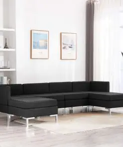 vidaXL 6 Piece Sofa Set Fabric Black