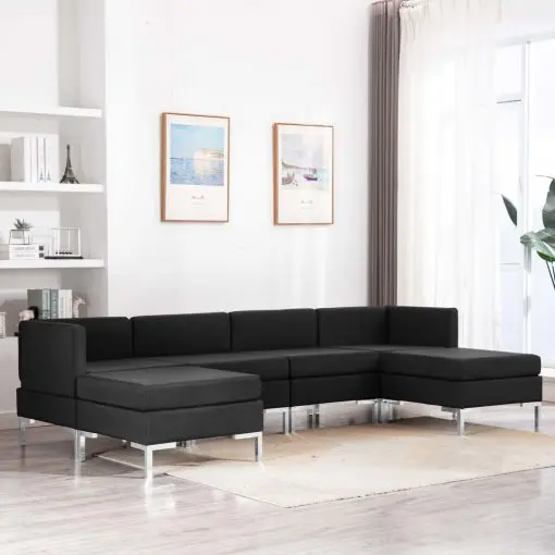 vidaXL 6 Piece Sofa Set Fabric Black