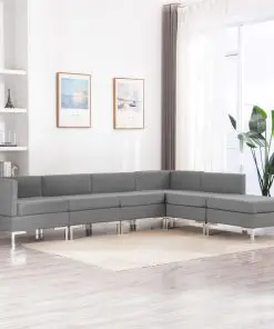 vidaXL 6 Piece Sofa Set Fabric Light Grey