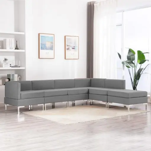 vidaXL 6 Piece Sofa Set Fabric Light Grey