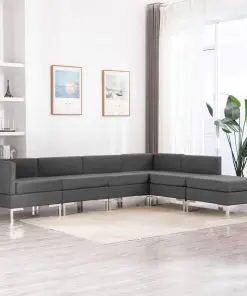 vidaXL 6 Piece Sofa Set Fabric Dark Grey