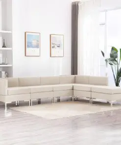 vidaXL 6 Piece Sofa Set Fabric Cream