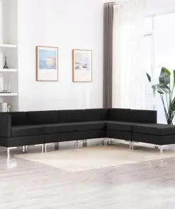 vidaXL 6 Piece Sofa Set Fabric Black
