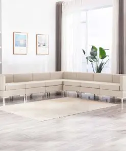 vidaXL 7 Piece Sofa Set Fabric Cream