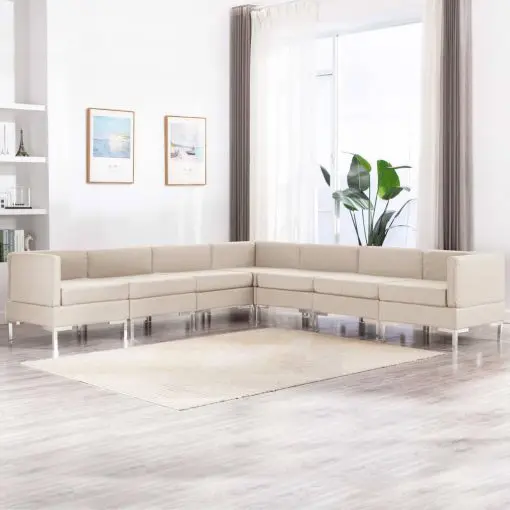 vidaXL 7 Piece Sofa Set Fabric Cream