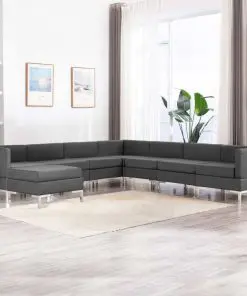 vidaXL 8 Piece Sofa Set Fabric Dark Grey