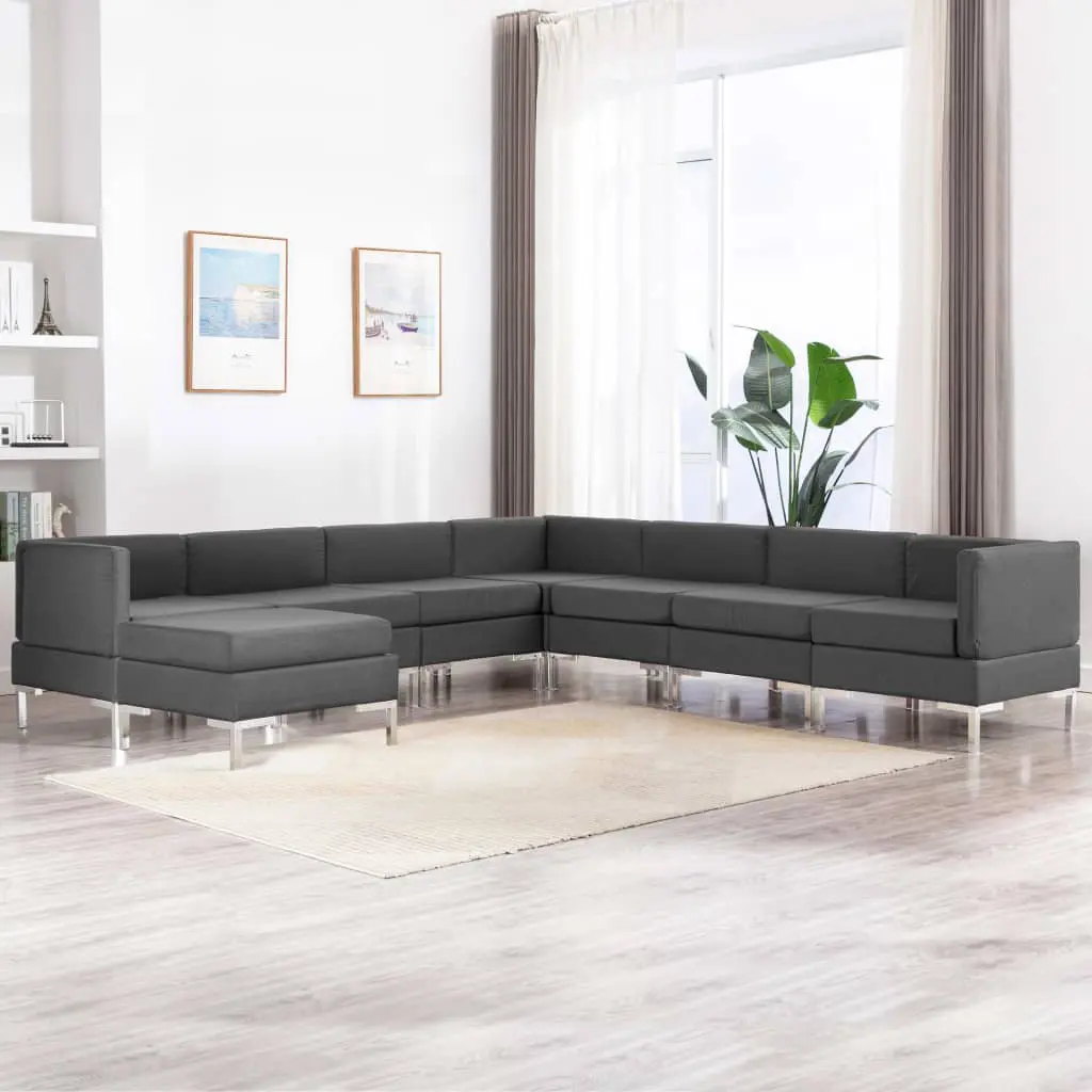 vidaXL 8 Piece Sofa Set Fabric Dark Grey