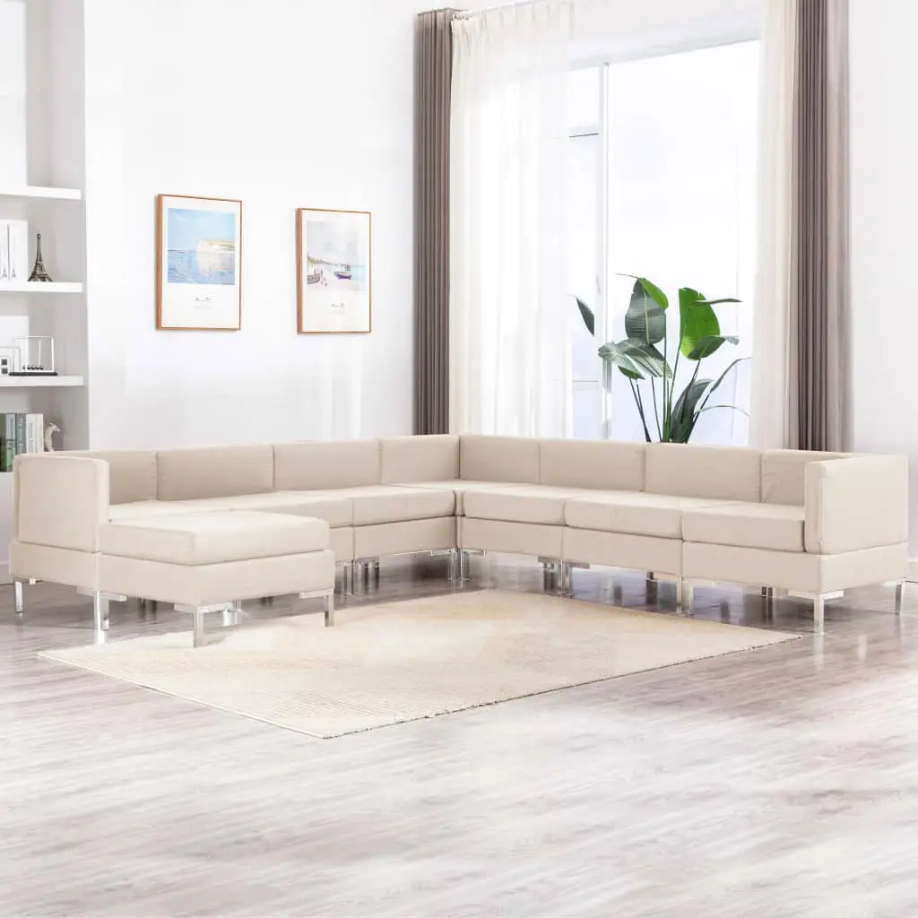vidaXL 8 Piece Sofa Set Fabric Cream