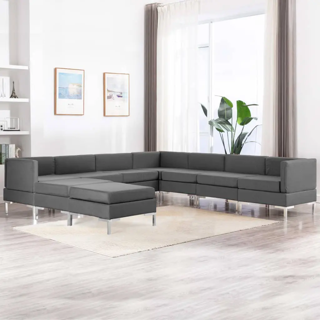 vidaXL 9 Piece Sofa Set Fabric Dark Grey