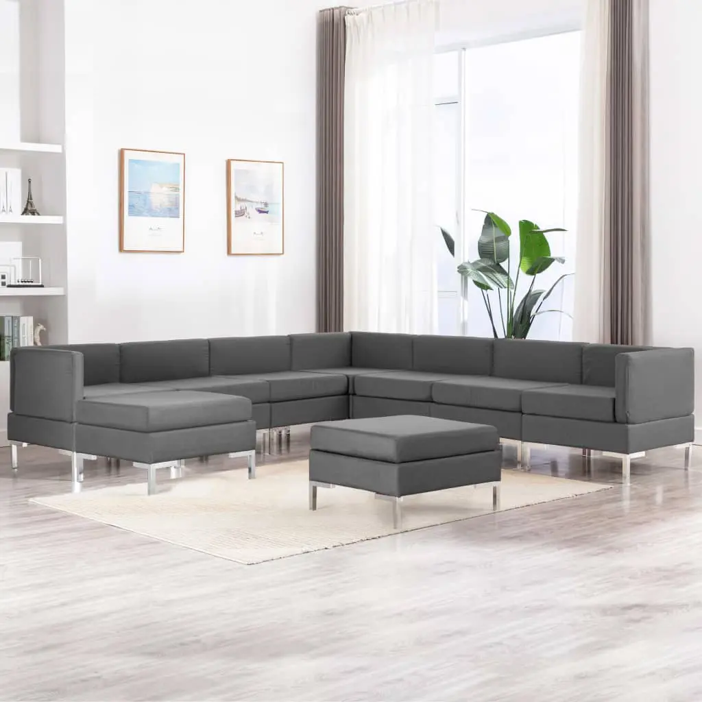 vidaXL 9 Piece Sofa Set Fabric Dark Grey