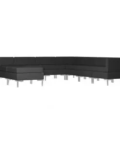 vidaXL 9 Piece Sofa Set Fabric Black