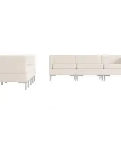 vidaXL 7 Piece Sofa Set Fabric Cream