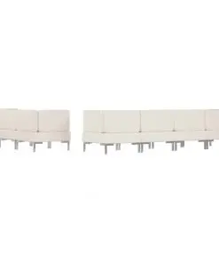 vidaXL 7 Piece Sofa Set Fabric Cream