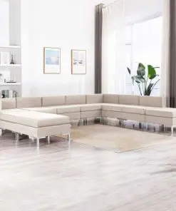 vidaXL 10 Piece Sofa Set Fabric Cream