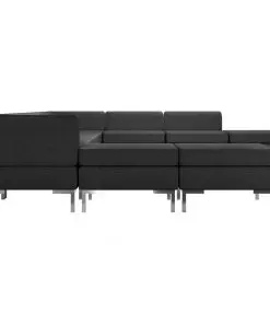 vidaXL 10 Piece Sofa Set Fabric Black