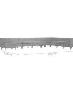 vidaXL 10 Piece Sofa Set Fabric Light Grey