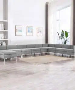 vidaXL 10 Piece Sofa Set Fabric Light Grey