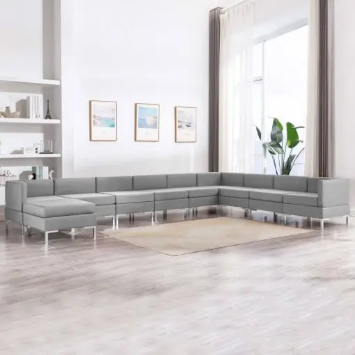 vidaXL 10 Piece Sofa Set Fabric Light Grey