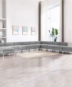 vidaXL 11 Piece Sofa Set Fabric Light Grey