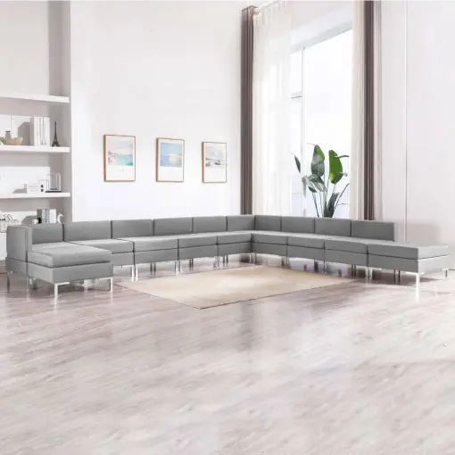 vidaXL 11 Piece Sofa Set Fabric Light Grey