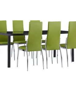 vidaXL 7 Piece Dining Set Faux Leather Green