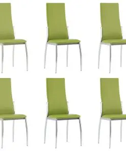 vidaXL 7 Piece Dining Set Faux Leather Green