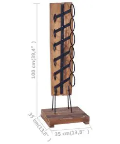 vidaXL Wine Rack for 6 Bottles 35x35x100 cm Solid Teak Wood