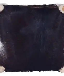 vidaXL Bar Stool Real Goat Leather and Solid Teak Wood