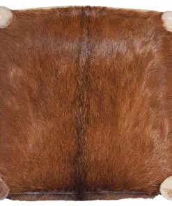 vidaXL Bar Stool Real Goat Leather and Solid Teak Wood