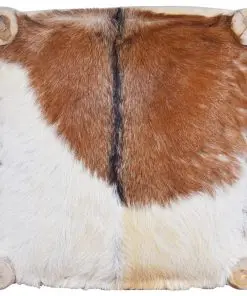 vidaXL Bar Stool Real Goat Leather and Solid Teak Wood