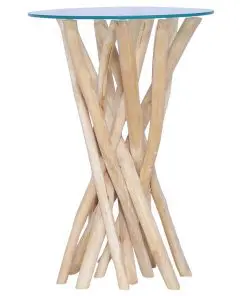 vidaXL Coffee Table with Glass Top 35x35x50 cm Solid Teak Wood