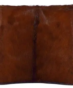 vidaXL Folding Stool Real Leather and Solid Teak Wood