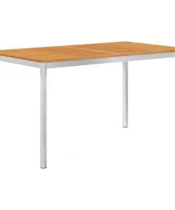 vidaXL 5 Piece Dining Set Solid Acacia Wood and Stainless Steel