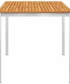 vidaXL 5 Piece Dining Set Solid Acacia Wood and Stainless Steel