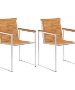 vidaXL 5 Piece Dining Set Solid Acacia Wood and Stainless Steel