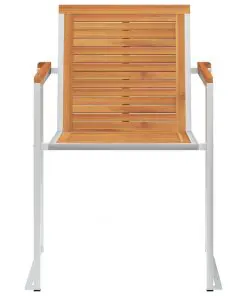 vidaXL 5 Piece Dining Set Solid Acacia Wood and Stainless Steel