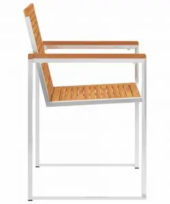 vidaXL 5 Piece Dining Set Solid Acacia Wood and Stainless Steel